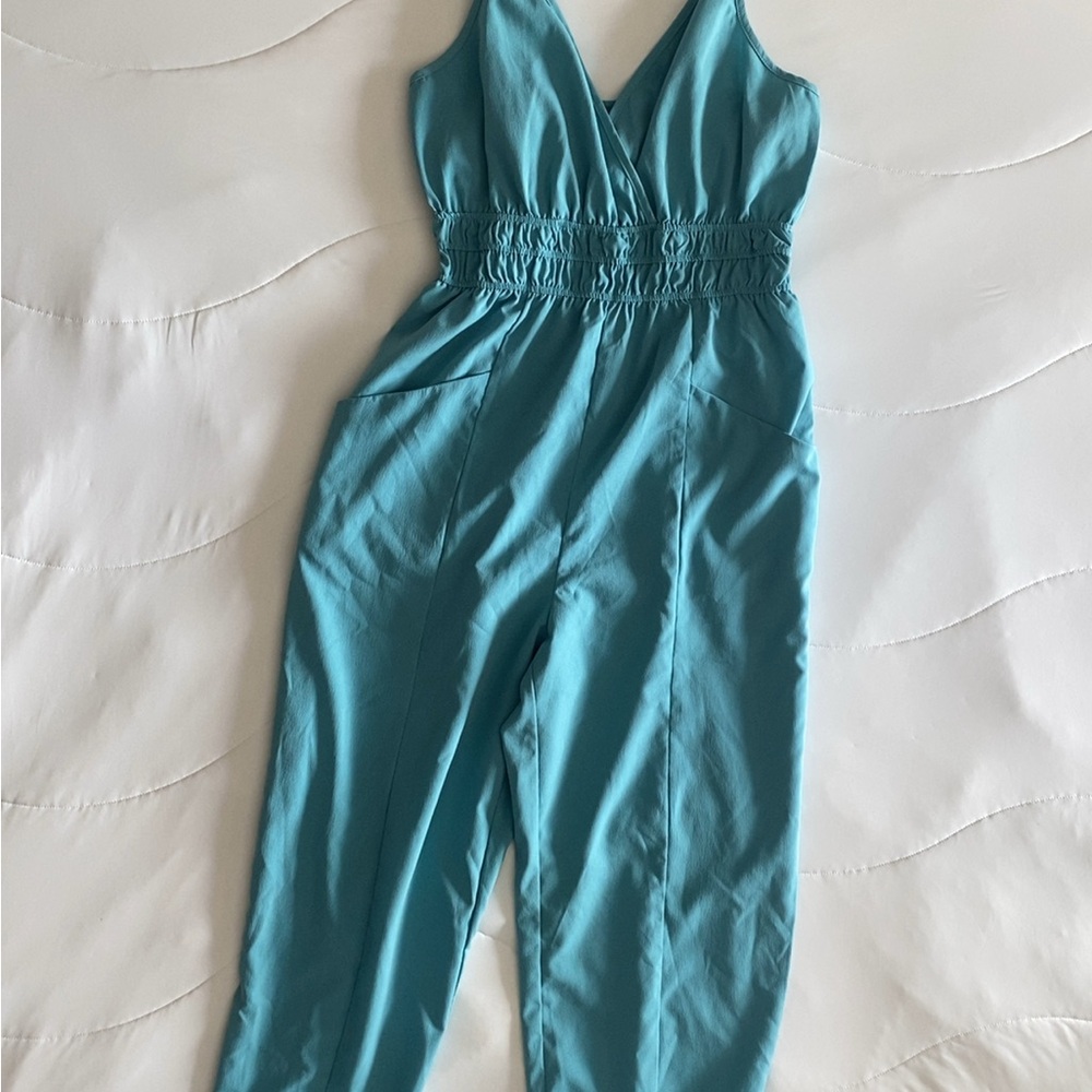 SHEIN Teal Sleeveless V-Neck Jumpsuit